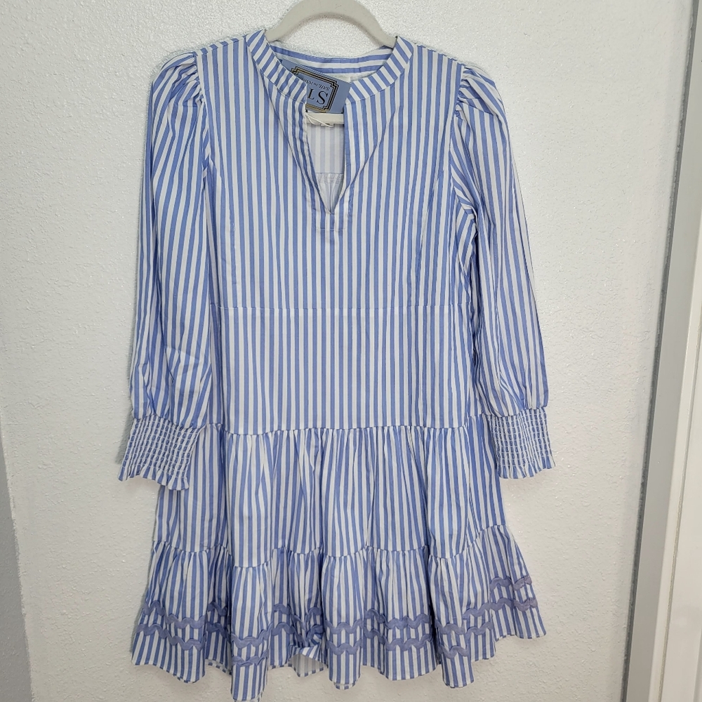 Sail to Sable Long Sleeve Tunic Flare Dress - Blue White Stripe Size S NWT - Picture 4 of 9